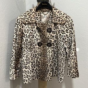 Milly Double-Breasted Leopard Print Jacket